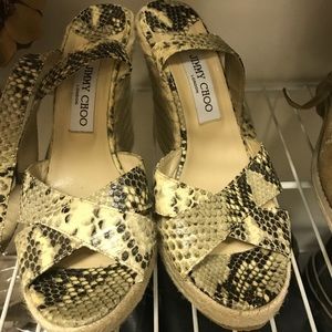 Jimmy chop snake sandal wedges 10